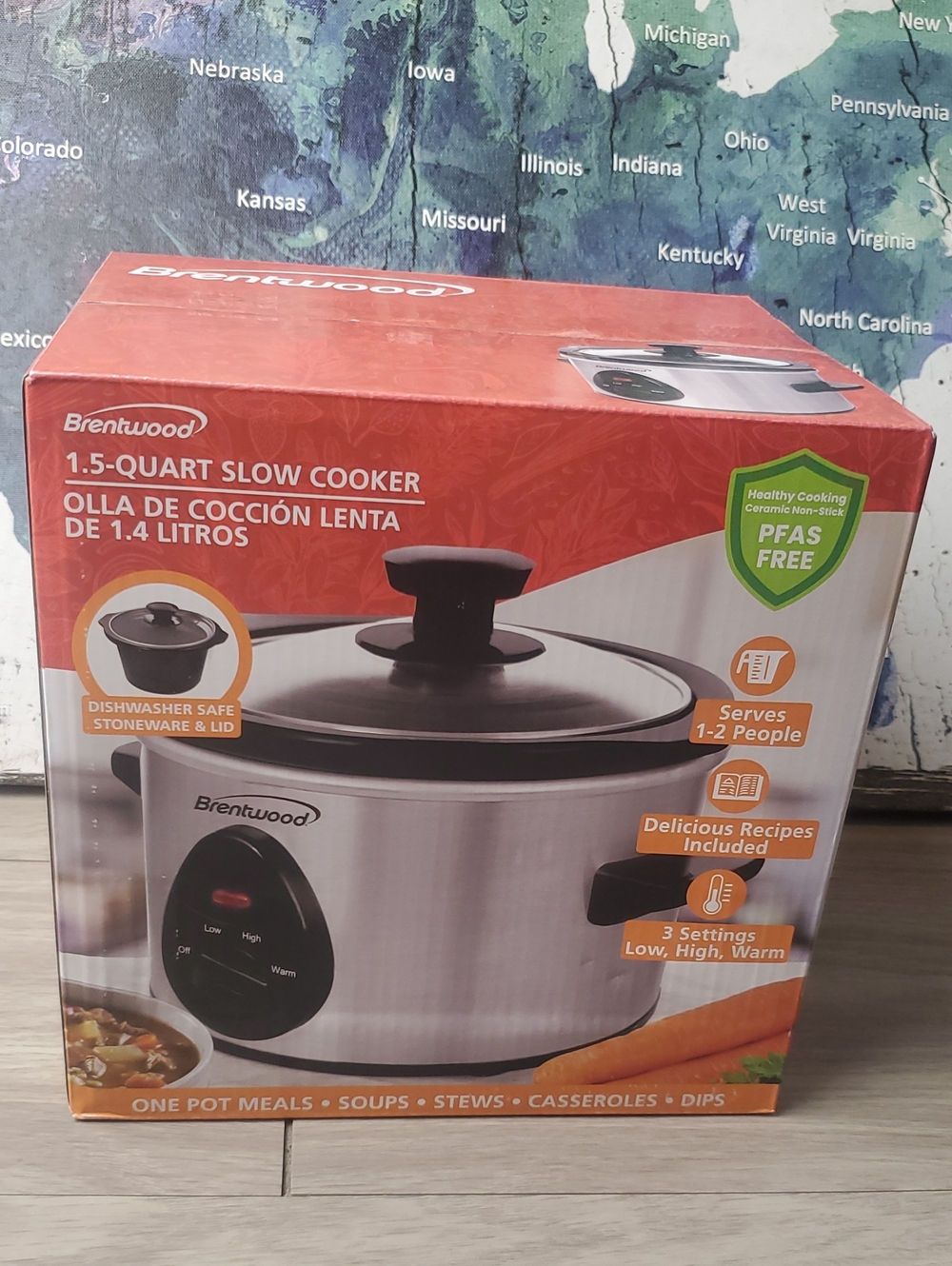Brentwood 1.5 Quart Slow Cooker Stainless Steel NIB